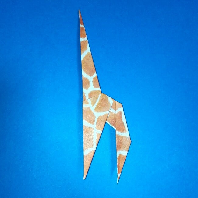 折り紙1枚「キリン」立体の折り方 13-2
