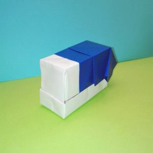 折り紙の折り方+ゴミ収集車（立体） 組立4