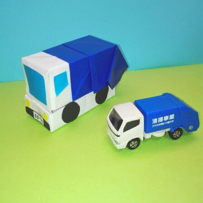 折り紙の折り方+ゴミ収集車（立体） 組立5-1
